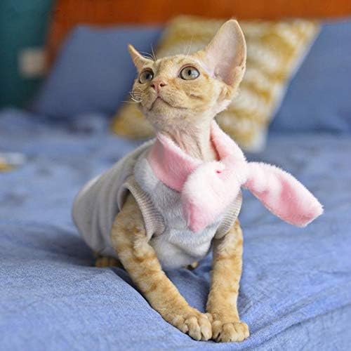 הבגדים לחתולים של Haichen Tec חתולים חסרי שיער סוודר חם, אפוד פליס רך עם עיצוב צעיף, בגדים ללבוש סמיך לחתול לספינקס, קורניש