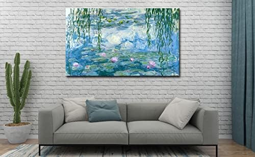Claude Monet Canvas אמנות קיר - חבצלות מים קלאסיות ציור יצירות אמנות הדפס עם תמונה ממוסגרת עבור משרד הביתי קיר עיצוב -24 x36