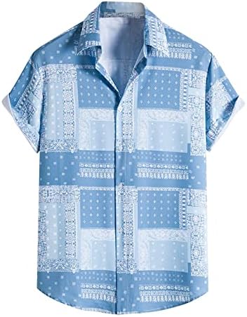 חולצת הוואי של גברים קיץ שרוול קצר חולצה חולצה גיאומטרית חולצות הדפסה גיאומטרית כפתור מזדמן למטה חוף חופשה