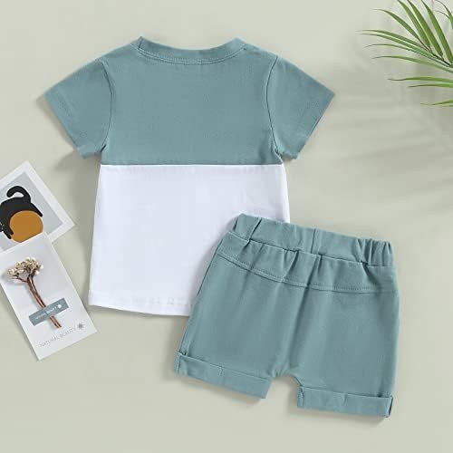 Maemukilabe פעוט תינוקת תינוק בגדי קיץ שרוול קצר צבעוני חולצת טריקו+ מכנסיים קצרים מגרש סט 2 יחידות תלבושות