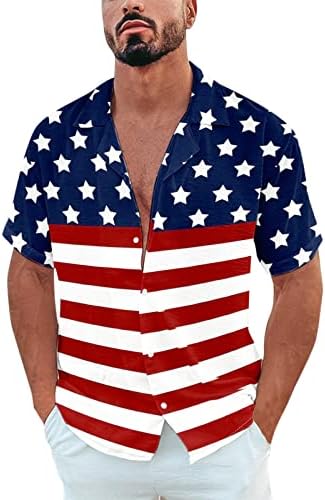 חולצות טריקו בקיץ BMISEGM לגברים קיץ זכר קיץ יום עצמאות מזדמן חולצת הדפס שרוול קצר פנו צווארון גברים