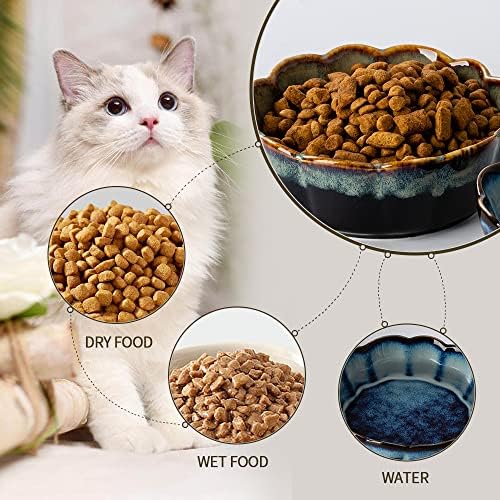 קערות חתול קרמיקה צדדיות, קערות חתולים בגודל 5 אינץ 'למזון ומים, קערות האכלה חיות חיות חמודות לחתולים ולכלבים קטנים,