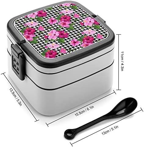 פרח טרופי פרח בנטו קופסה שכבה כפולה מיכל ארוחת צהריים הניתנת לערימה עם כף לטיולי פיקניק