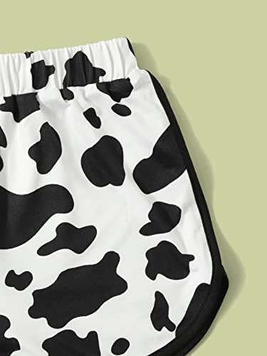 מילומיה ילדה של 3 חתיכות פרה הדפסת קאמי למעלה ומכנסיים קצרים עם קצר שרוול גבוהה נמוך יבול טי