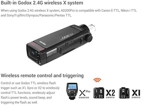 Godox Ad200 Pro + XPro-C Trigger עבור Canon + ML-CD15 מפזר, AD200PRO 200WS 2.4G Strobe Strobe 1/8000 HSS, 500 הבזקי