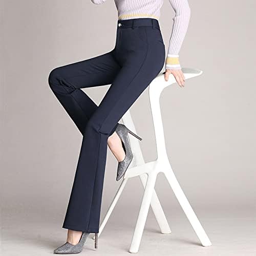 אתקיה נשים מכנסי עבודה משרד מזדמן מותניים גבוהים נשים כיסים מותניים גבוהים מכנסיים ישר מוצקים מכנסיים ארוכים