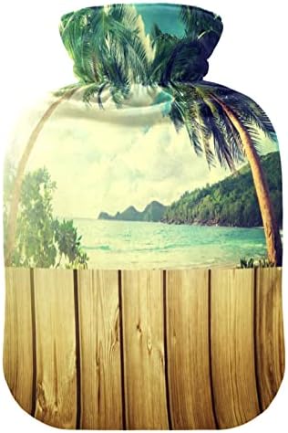 אורנקול טרופי חוף דקל עץ עץ חם מים בקבוק מים חמים תיק עם כיסוי עבור חם וקר לדחוס 1 ליטר