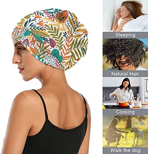 כובע עבודת זרעים כובע שינה כפיות מזנון פרחים עלים פרחוניים צבעוניים לנשים לעטוף לילה בגדי שיער