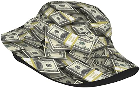כובע דלי לנשים גברים שטרות דולר כסף כסף כובע חיצוני חופשה חיצה קיץ חוף חוף כובע דיג
