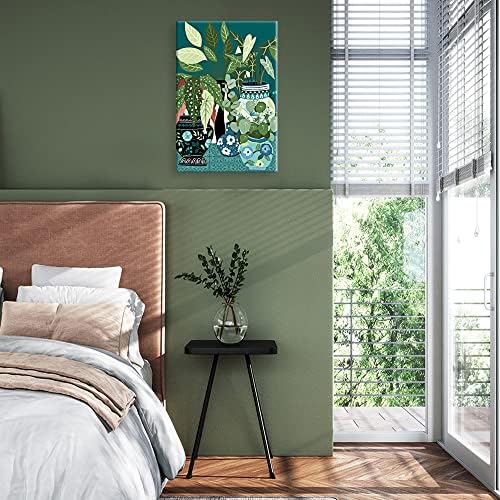 דפאיוי ירוק וינטג 'עלים בוטניים קיר קיר קיר אמנות רטרו צמח כרזות פרחוניות לחדר אסתטי מודרני מודרני בוהו שחור