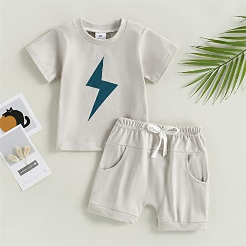 פעוט תינוק תינוק בגדי קיץ עם שרוול קצר ברק הדפס חולצת חולצת חולצות מכנסיים קצרים מוצקים