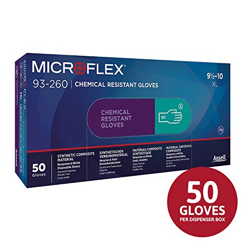Microflex 93-260 כפפות ניטריל וניאופרן - חד פעמיות, עמידות כימיות, גודל x גדול