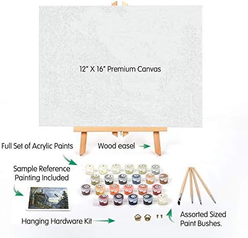 צבע לפי מספרים למבוגרים: ערכת ציור מספרים מתחילים עד מתקדמים - כיף DIY לאומנויות ומלאכה למבוגרים - ערכה כוללת - 12 x 16 ממוסגרת
