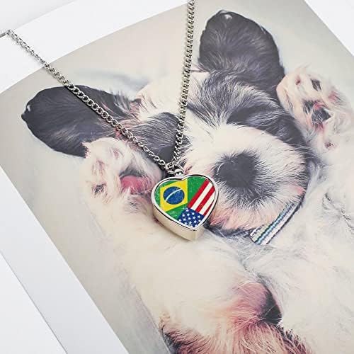 ברזיל וארה ' ב דגל מודפס לחיות מחמד כד שרשרת עבור אפר לב שריפת גופות תכשיטי זיכרון תליון אפר מחזיק עבור כלב חתול