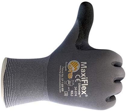 Maxiflex ATG 34-874 ניילון סרוג חלק-כפפות לייקרה עם מיקרו-קאם מצופה ניטריל כוללים אחיזה על כף היד ואצבעות