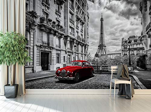 טפט צילום - מגדל אייפל - קיר ציור קיר פריז צרפת עיר סיטי נוף רטרו לימוזינה לרכב תמונה קישוט תמונה עיצוב קיר פוסטר