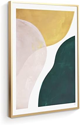 בד הדפסת קיר אמנות ורוד ירוק צהוב צבע בלוקים מופשט צורות ציור מודרני אמנות בוהו קיר אמנות לסלון, חדר אמבטיה
