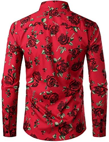 זרויה אופנה גברים עיצוב עירוני 3 ד מודפס רזה שרוול ארוך כפתור למעלה חולצות שמלה