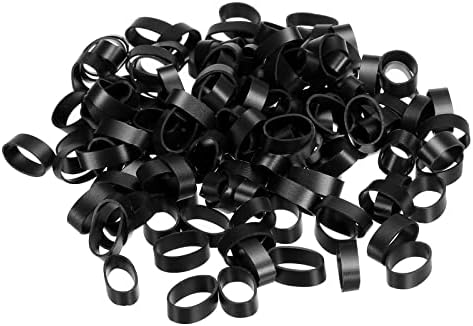 פטיקיל סיליקון פסי גומי קשרי כבלים 200 יחידות ללא החלקה 5/8 שחור שטוח לעטיפת חוט, עטיפות תיקים, אמנות