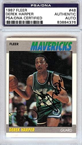 דרק הרפר חתימה משנת 1987 כרטיס פלייר 48 דאלאס מאבריקס PSA/DNA 83884376 - כרטיסי חתימה בכדורסל
