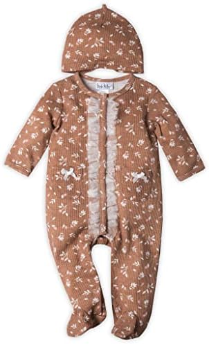 ניקול מילר 2 PC Footie + סט תלבושת כפה, תינוקת, תינוקת, בגדים שזה עתה נולדו, בגדים וכובע, רומפר הדפס פרחוני