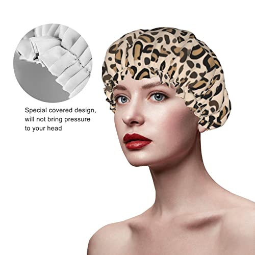 נשים לשימוש חוזר למתיחה חמלת שיער כובע נמר הדפס ציד טבעי שכבות כפול
