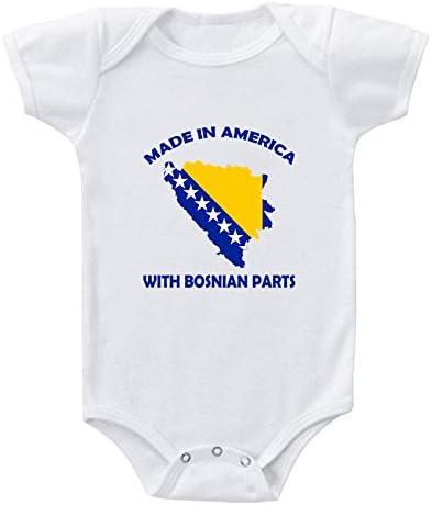 בגד גוף לתינוקות מיוצר באמריקה עם חלקים בוסניים כותנה כותנה בגדים לבנים