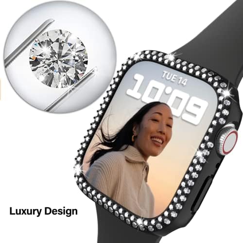 מארז Bling של Kakufunny 3 Pack עם מגן מסך לסדרת Apple Watch 8 & Series 7 41 ממ, Crysal Diamond Bling כיסוי פגוש
