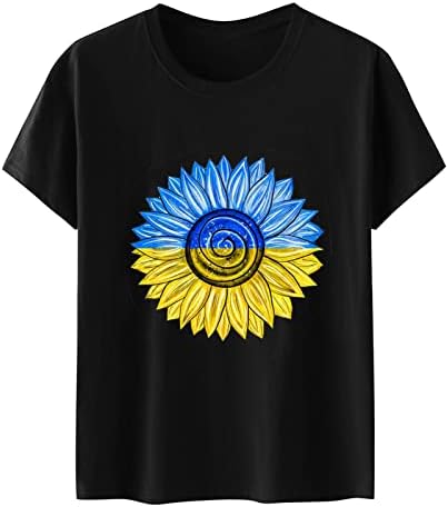 T שרוול דגל אוקראיני מודפס נשים גברים קצרים חולצה חולצה חולצה וחליפות קיץ שחורות לנשים עם שרוולים